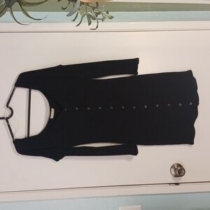 Active USA Long Sleeve Black Ribbed Dress